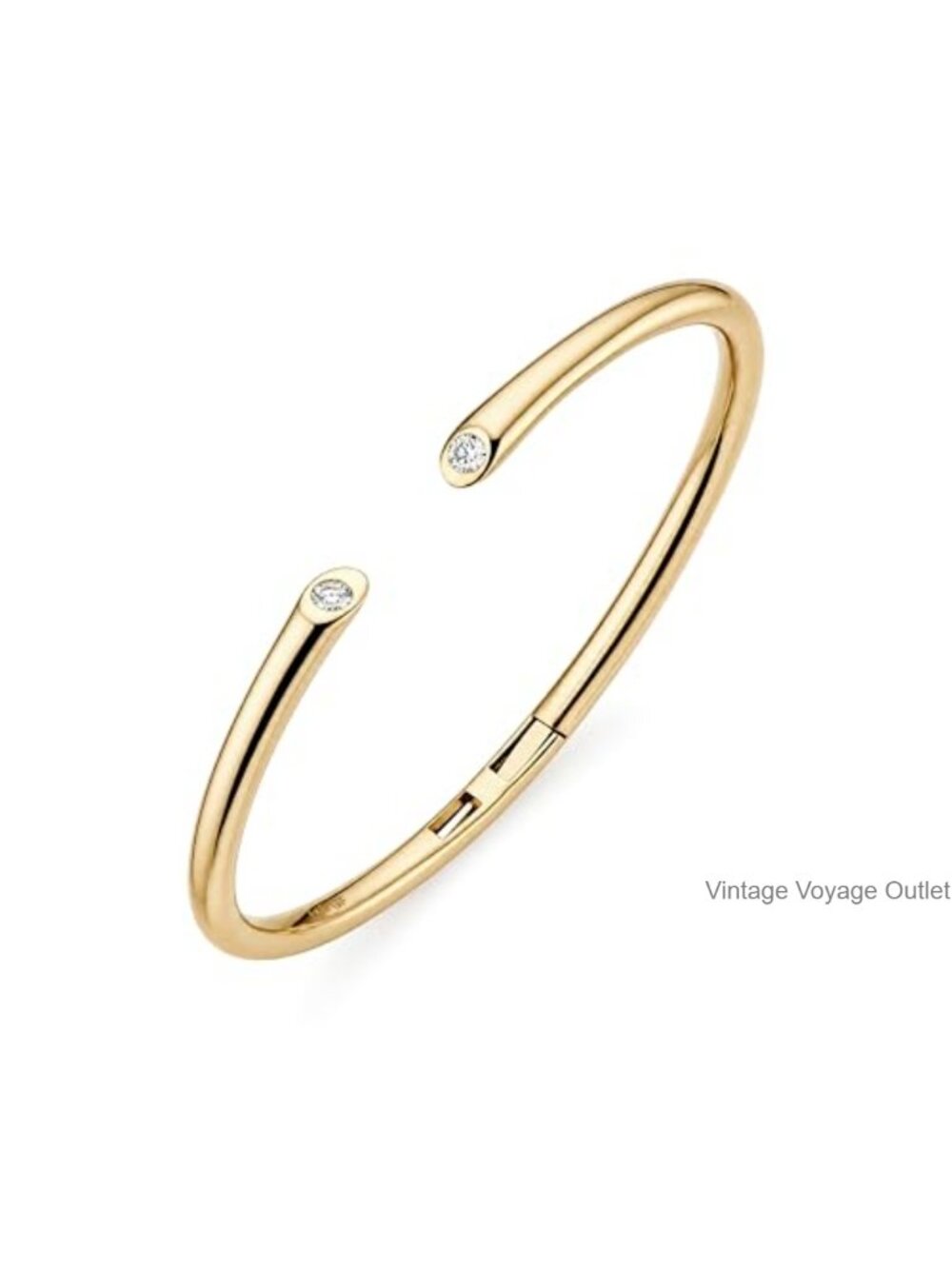 14k Gold Filled Oval Bangle Bracelet with Cubic Zirconia Cuff